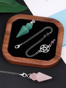 1pc Spiritual Cone Crystal Pendulos For Dowsing Divination Witchcraft Natural Stone Amethysts Rose Quartz Black Obsidian Pendant Pendulos H496 - Pendulum - View 4