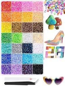 40pcs Flat Back Resin Rhinestones Mixed Color DIY Decoration Set, With Tweezers, Dotting Pen, B7000 Glue, Suitable For Handmade DIY Jewelry, Phone Case And Other Craft Rhinestone DIY Decoration - Multicolor - View 6