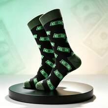 1/4 Pairs Coin Theme Mid-Calf Socks Unisex, Multi-Color Personalized Print, Comfortable Skin-Friendly Fabric, Street Style Versatile, Fashionable Eye-Catching Outfit Accessory - Multicolor - View 5