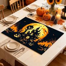 1pc Absorbent Drying Mat, Coffee Machine Mat, Halloween Pumpkin Castle Moon Night Design, Non-Slip Tabletop Protection, Suitable For Plates And Kitchen Utensils, Fits Holiday Table Decor, Applicable For Kitchen Counter, Bar And Dining Scenes, Quick Drying For Tableware, Multi-Purpose Drainage Mat, Home Gift, Tabletop Decoration - XYLSD-1029 - View 5