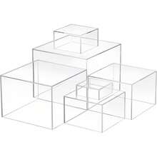 1/6pcs Acrylic Buffet Display Stand, Food Display Rack, Suitable For Buffet Table, Hollow Bottom Dessert Cube Box, White Cube Desktop Storage Rack Storage Box, Suitable For Dessert And Cake Display In Parties, Weddings And Other Festivals - Clear - View 7