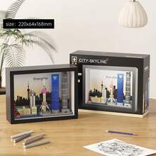World Landmark Architecture Series, ABS Material, Multi-Piece Frame Set, Children's Building Block Toy Set, Suitable For Desktop Decor/Wall Hanging. Includes: Paris, London, New York, Shanghai, Dubai. Fashionable Gift For Eid, Halloween, Christmas, Back To School And Other Major Holidays. - Multicolor - View 11