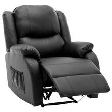 Chaise Lounge Made Of Leather With Storage Foldable Easy To Clean Black For Living Room And Relaxation Area - Black - View 5