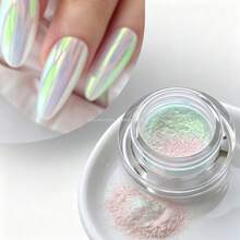 French Chameleon Nail Powder, Shiny Green-Gold Gradient, Neon Design, Easy To Create Salon-Grade Nail Art, Y2K Style For Nail Salons, Wedding Colorful Dust, Finely Ground Metallic Nail Polishing Powder, For Daily And Formal Occasions - Multicolor - View 3