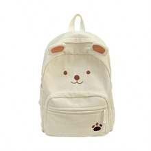 PC Cartoon Bear Pattern Corduroy Backpack, Sweet Casual Style, Top Handle Side Pockets, Lightweight And Durable, Suitable For School, Daily Shopping And Short Trips - Multicolor - View 12
