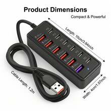 66W Fast Charging Power Outlet Adapter, 12-In-1/8-In-1 25W Fast Charging Power Outlet Adapter, Suitable For Wall Or Desktop Use, Supports USB Type-C Fast Charging Function, Features Multiple Interfaces And Charging Modes. USB Hub Converter USB Extension Outlet - View 6