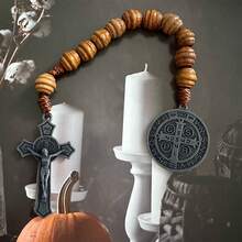 St. Benedict Medal Prayer Pocket Rosary, Brown Wooden Beads With St. Benedict Medal, 9 Inches, Men's Easter Gift - Colorful - View 9