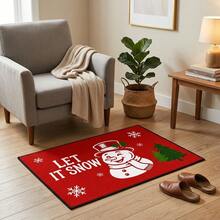 1pc Red Christmas Snowman Doormat, Holiday Atmosphere, Warm, Healing, Ins Style, Fresh, Suitable For Bedroom, Entryway And Living Room, Soft, Durable, Non-Slip, Machine Washable, Suitable For Kitchen, Living Room, Bedroom And Office, Laundry Room, Bathroom Decoration - Mustard Yellow - View 7