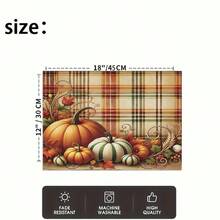 1/4/6pcs Autumn Series Plaid Pumpkin Vintage Pattern Printed Placemats, Heat-Resistant Table Mats For Home Kitchen/Kitchen Table Protection, Party Scene Decoration - Multicolor - View 5