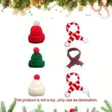1 Set Mixed Color Mini Christmas Knitted Hats And Scarves, Wine Bottle Decoration, Suitable For Christmas Party Decoration, Snowman, Christmas Tree Decoration, Home Holiday Gathering Decoration - View 12
