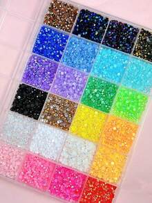 64-Grid 2-Box AB Resin Jelly Flatback Rhinestone Bedazzling Kit, Mixed Color Crystal Gemstone Diamond Decor, Suitable For DIY Phone Case, Clothing, Water Cup, Decoration, Handicraft, Fabric Garment, Shoes & Hats, Holiday Gift Art - DIY Rhinestones - View 2