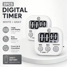 2pcs Digital Electronic Timer Set, High-Definition LCD Large Number Display, Sensitive Buttons Easy To Operate, Counting And Countdown Function, Magnetic Mount, Practical Timing Tool For Baking, Cooking, Laboratory, Office, Study, Sports Training - A - View 11