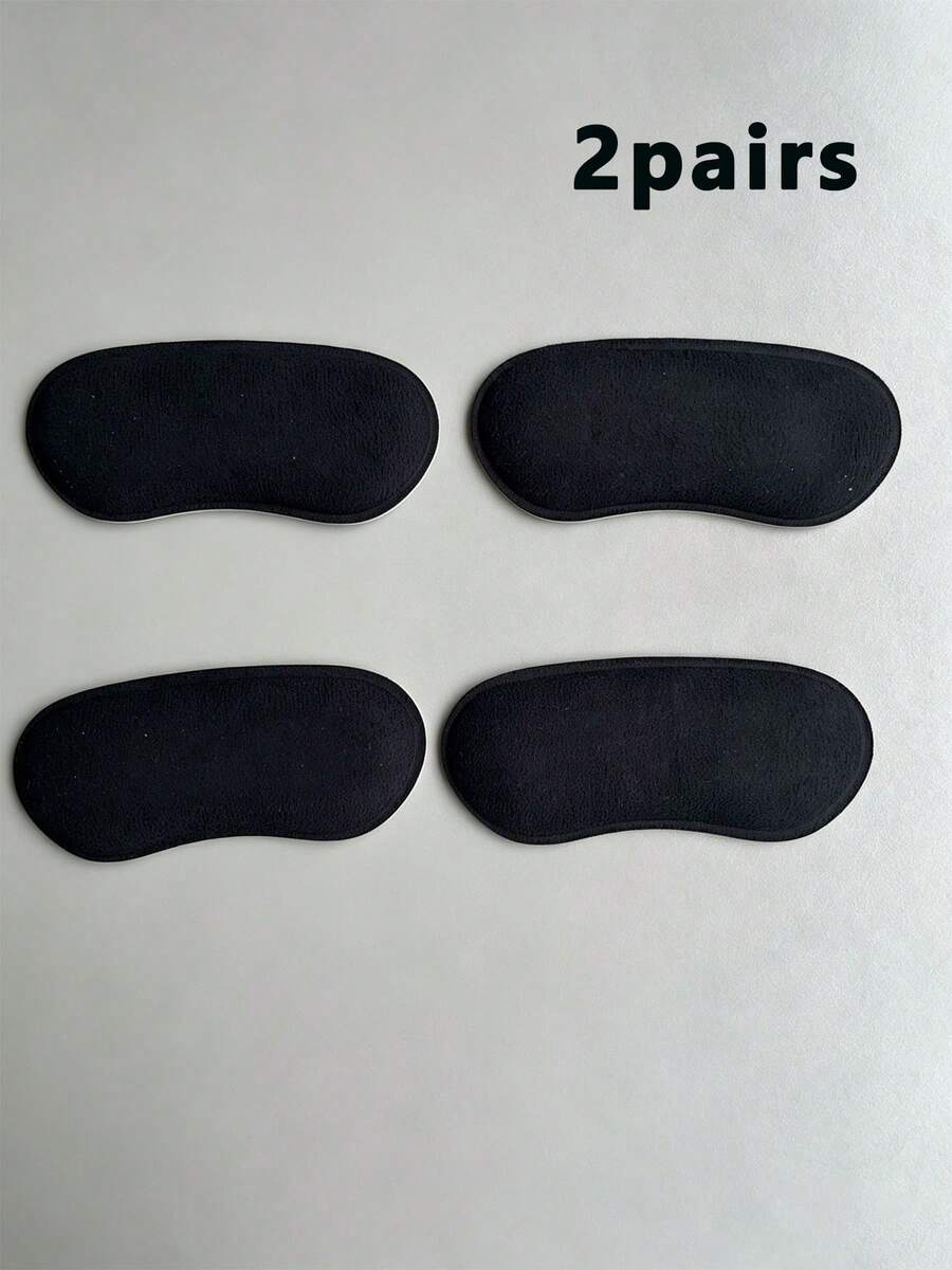 2 Pairs Self-Adhesive Heel Pads, Faux Suede Foam Heel Cushions, Anti-Friction Anti-Slip High Heel Shoe Inserts - Black - View 1