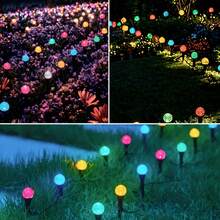 Solar Powered Spherical Garden Path Light, Sparkling Crystal Ball Ground Stake Light, Garden Lawn Landscape Aesthetic Night Atmosphere Decorative Light - Black - View 6