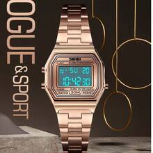 SKMEI 1415 Unisex Waterproof Square Digital Watch, With Alarm, Stainless Steel Band, Luxury LED Sports Watch - one-size - View 3
