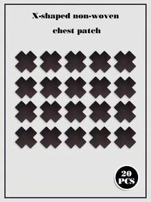 20pcs Black Cross-Shaped Self-Adhesive Satin Disposable Nipple Covers, Suitable For Women, Applicable For Dresses And Camisoles - Black - View 7