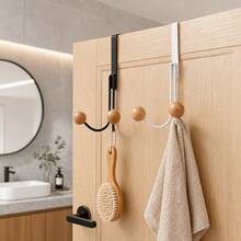1pc No-Drill No-Nail Metal Hook, Suitable For Bathroom Towel Rack, Kitchen Dishcloth Glove Hanging Bar, Multi-Function Wardrobe Door Back Hook - View 7