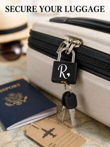 Portable Small Plastic Luggage Lock With White Heart Pattern And A-Z Letters, Includes 2 Keys. This Mini Metal Key Lock Is Suitable For Travel Bags, Backpacks And Suitcases, And Is An Ideal Gift For Back To School Or Graduation Season. - Multicolor - View 2