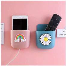 1pc Wall-Mounted Remote Control Holder With Phone Charging Station, No-Drill Adhesive Installation. Bedside Minimalist Storage For Remote, Glasses, Keys, Sturdy And Durable, Perfect Storage Solution For Tech Enthusiasts In Small Spaces - View 8