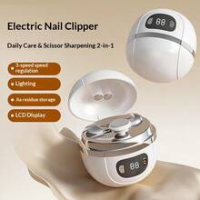 2-In-1 Electric Nail Clipper And Polisher, With LED Light, Anti-Pinch, Polishing And Buffing Functions, USB Rechargeable, Multi-Function Nail Care Tool, Suitable For Home And Salon Use, Suitable For All Ages, Ideal Valentine's Day Gift, Salon Tool, Fashion Nail Equipment, Durable Plastic, Multi-Function Trimmer, Self-Care Essential, Beauty Professional - Multicolor - View 1