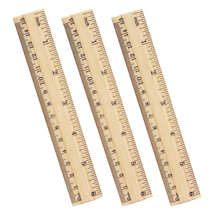 Set 3 buah Penggaris Kayu 15/20/30cm Satu Sisi Skala Ganda Perlengkapan Belajar Siswa Alat Tulis Kantor Perlengkapan Kembali ke Sekolah - A - View 1