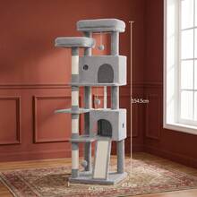 HaluPeit Multi-Tiered Cat Tree Suitable For Corners, Perfect For Small Apartments And Multi-Cat Households. - Light Grey - View 5