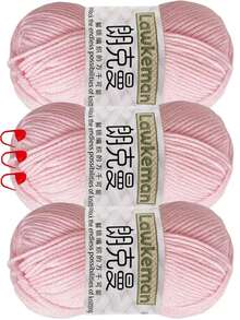 Lawkeman 3pcs/(140-150g) 4-Ply Milk Yarn, Soft Crochet Yarn, Approx. 45g/Pc, Suitable For Handmade DIY Knitting And Crochet Blankets, Sweaters, Scarves, Shawls, Suitable For All-Season Warmth - Multiple Styles - View 21