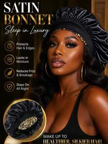 Reversible Satin Bonnet Cap, Adjustable Women Sleep Cap, Double-Sided Hair Care Cap Hair Sleep Cap - Multicolor - View 5