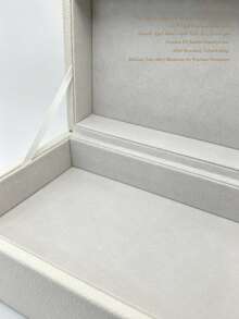 2pcs Large And Small Litchi Texture PU Leather Jewelry Box With Lid, Cream White Rectangular, Matte Gold Zinc Alloy Bar Handle, Luxury Jewelry Storage Box, Vanity Bedroom Room Decor Holiday Gift - Off White - View 8