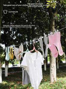 Portable Retractable Clothesline With 12 Strong Clips, Lightweight Foldable Travel Laundry Rope, Space-Saving Adjustable Cord For Indoor/Outdoor Drying, Camping, Apartment, Dorm, Balcony - View 8