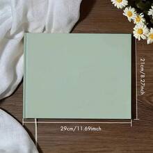1pc Personalized A4 Green Linen Wedding Guest Book, Customized Name & Date Sign-In Guestbook, Wedding Anniversary Gift, Suitable For Wedding Guest Signatures And Photo Collection - Multicolor 2 - View 3