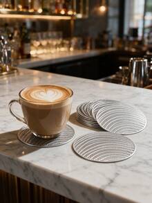 12pcs, Gold Hollow PVC Drink Coasters, Washable Table Decor, Non-Slip Tableware Mat, Breathable Heat Dissipation Cup Holder, Lightweight And Easy To Store, Suitable For Restaurant, Cafe, Homestay, Fit For Afternoon Tea, Holiday, Party, Gathering, Birthday, Wedding, Dinner - Multicolor - View 9