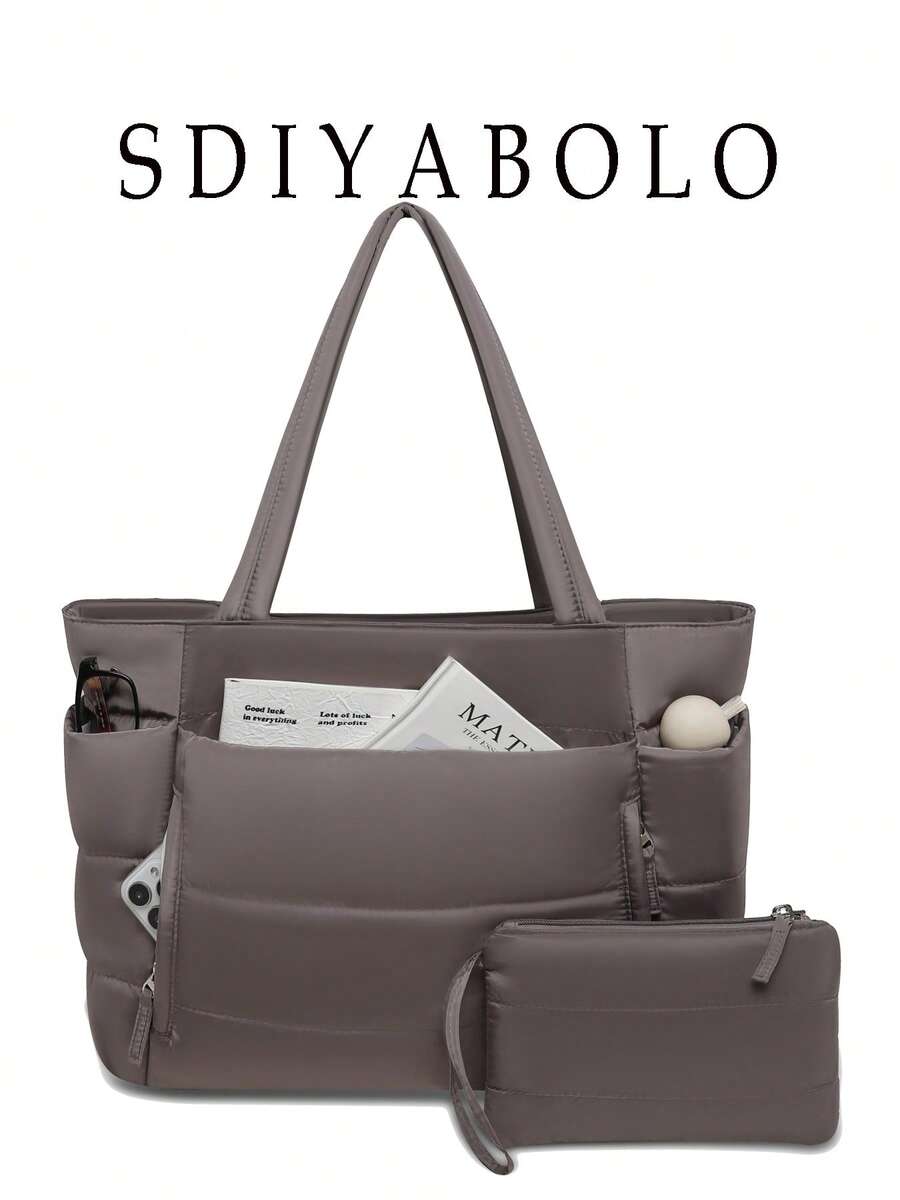 Women's Tote Bag, Lightweight Fluffy Handbag, Suitable For Travel, Work, Beach, Gym, Shopping - Coffee - View 1