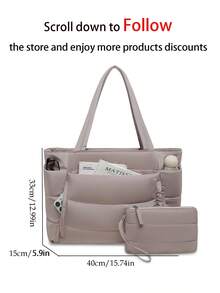 Women's Tote Bag, Lightweight Fluffy Handbag, Suitable For Travel, Work, Beach, Gym, Shopping - Khaki - View 2
