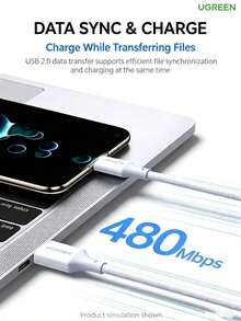 UGREEN Cable de datos L519 Tipo-C, cable de carga rápida trenzado, transmisión de alta velocidad de 480 Mbps, resistente a 20,000 dobleces, compatible con teléfonos Android, sistemas de coche, portátiles y carga de dispositivos - Ver 7