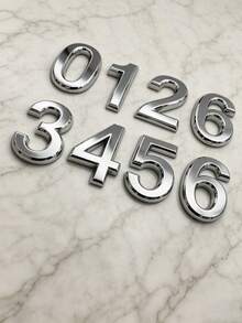 3D 信箱數字 0-9 自黏貼紙，適用於公寓、飯店、街道、房間地址（銀色） - 新品 - 查看 8