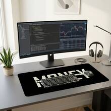 Minimalist Letter Pattern Extra Long Gaming Mouse Pad & Desk Mat Set, Non-Slip Durable Rubber Base, Smooth Responsive Surface, Suitable For PC Laptop Office Home, Abstract Art Desktop Decor, Back To School Supplies - A - View 6