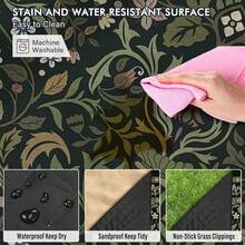 Floral Picnic Blankets Waterproof Foldable, 60X80 Packable Picnic Mat Vintage Outdoor Blanket For Grass, Large Beach Blanket Sandproof Picnic - ColorA - View 4