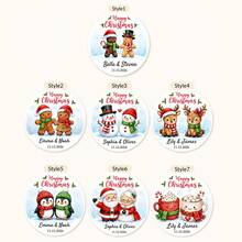 35-350pcs Custom Christmas Couple Name Stickers, Personalized Round Holiday Gift Labels, Festive Gingerbread Reindeer Santa Style, Customized Christmas Gift Stickers, Customizable Name Seals, Gift Wrapping Decor, Holiday Party Favors, Family - Multicolor - View 3