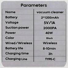 High Power Wireless Vacuum Cleaner (USB Charging; Suitable For Home And Car Use; Handheld Design; Strong Suction; Dual Function Vacuum And Blower; Built-In 2*1200mAh Battery) - High-end Vacuum Cleaners - View 11
