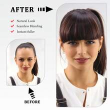 Invisible Thick Straight Bangs, 2-Clip Synthetic Fiber Hair Piece, No Sideburns, Instant Forehead Coverage, Pre-Styled Easy-Clip Bangs, Suitable For Women, No Skill Needed To Create Daily Looks, Halloween Cosplay Styling - Multicolor - View 5
