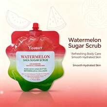 Watermelon Shea Butter Sugar Scrub, Unisex Exfoliating Moisturizing Body Scrub, Contains Shea Butter And Watermelon Collagen With Sugar Grain Texture, Suitable For Daily Shower Skincare, Gentle Body Exfoliation, Suitable For Rough And Dry Skin - Watermelon - View 5
