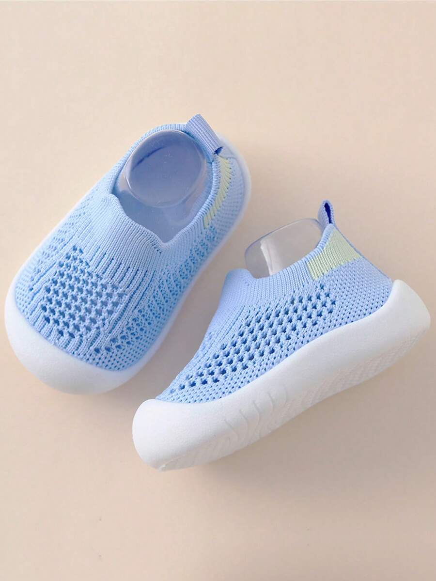 1pair Unisex Toddler Soft Bottom Anti-slip Mesh Breathable Walking Shoes - Blue - View 1