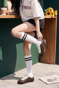 Sepatu Olahraga Kasual Kappa Unisex Retro Sol Datar dengan Motif Suede Patchwork dan Sol Lembut - Cokelat Tua - View 3