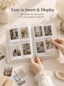 1pc 160-Slot Transparent Photo Album, Can Store Photos, Movie Tickets, Celebrity Cards And Postcards, Also Suitable As An Artistic Scrapbook - A - View 1