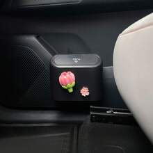 1pc Resin Peach Blossom Cherry Blossom Car Trash Can, Multi-Functional Car Door Hanging Storage Bucket, Floral Decorative Accessory, Front And Rear Row Umbrella And Miscellaneous Item Storage, Car Interior Organizer - Multicolor - View 2