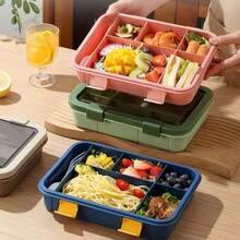 1pc Divided Bento Lunch Box, 5-Compartment Large Capacity Lunch Box, Reusable Portable Lunch Box, Leak-Proof Lunch Box For Students And Adults, Food Container With 5 Compartments And Utensil Set, Suitable For School, Office, Picnic, Microwave , Dishwasher - Multicolor - View 6