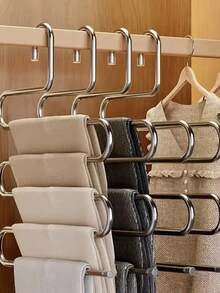 1PC Stainless Steel S-Shaped Clothes Hanger - Non-Slip Space Saving Organizer For Pants, Jeans & Scarves Multipurpose Closet Storage Solution, Wardrobe Organizer, Home Storage Essential - Multicolor - View 6