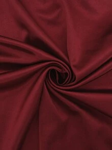 Wine Red Satin Lapel Long Sleeve Shirt, Black Lace Embroidery Spliced Vintage Elegant Commute Blouse, Halloween Style For Spring & Autumn - Burgundy - View 6