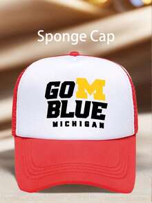 1pc Men Hats 'GoM Blue Michigan' Printing Men Hat, Adjustable Hats, Perfect For Travel, Mountain Climbing, Hiking, And Sun Protection - Multicolor - View 13